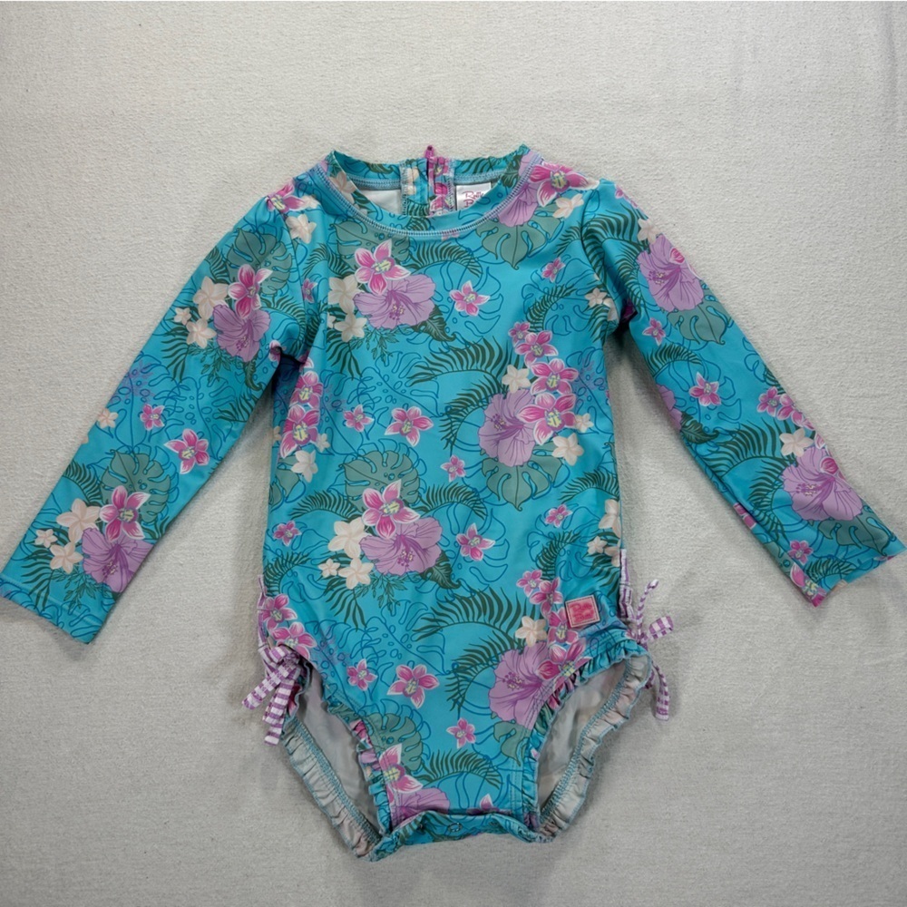 Ruffle Butts Floral Long Sleeve Kids 1 Piece Swimwear Sz 3T